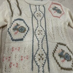 Nuggets knitted  Cream Patterned Sweater#y2k